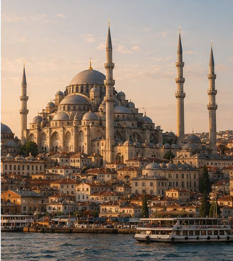 Istanbul mosque skyline at golden hour