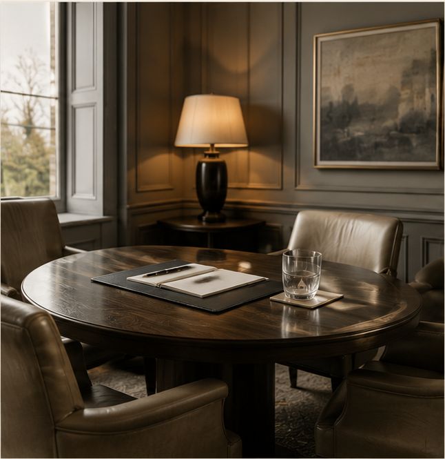 Elegant private consultation room with lamplight